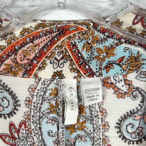 Cato Kimono Bohemian Embellished Trim Paisley Dolman Open Front Jacket 22/24 3x - Picture 9 of 10